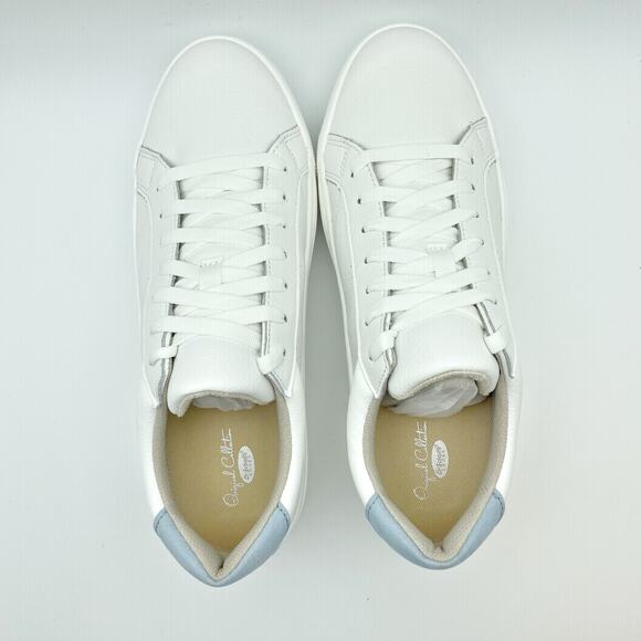 Dr. Scholls Womens Take it Easy Platform Sneaker Size 8.5 White Blue Leather NIB - Picture 10 of 13